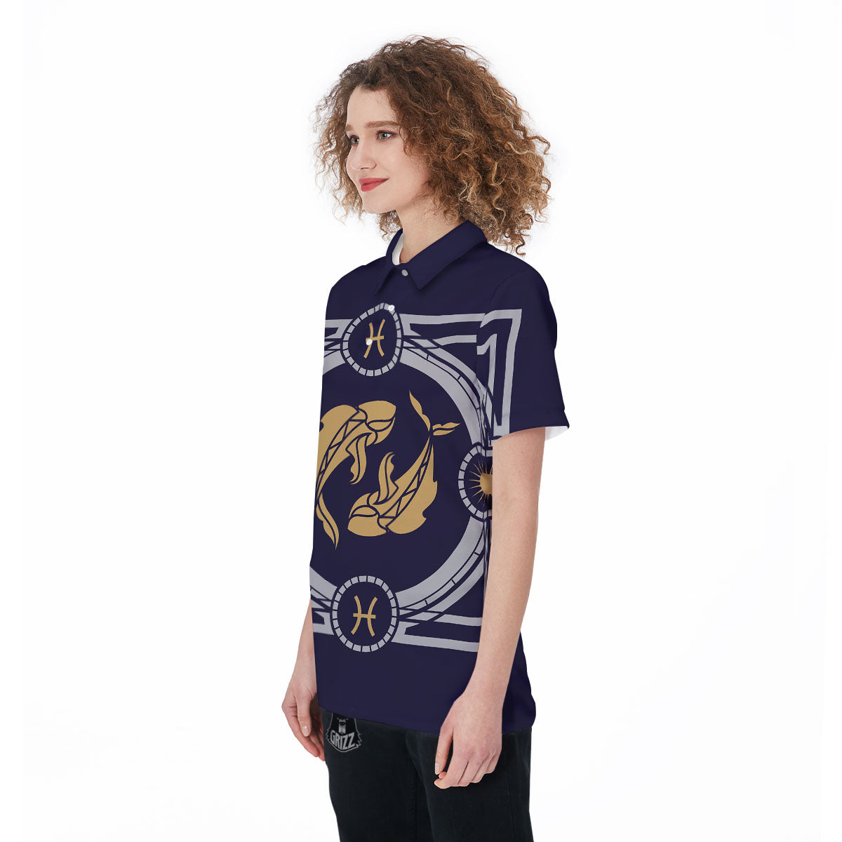 Pisces Sign Horoscope Print Women's Golf Shirts-grizzshop