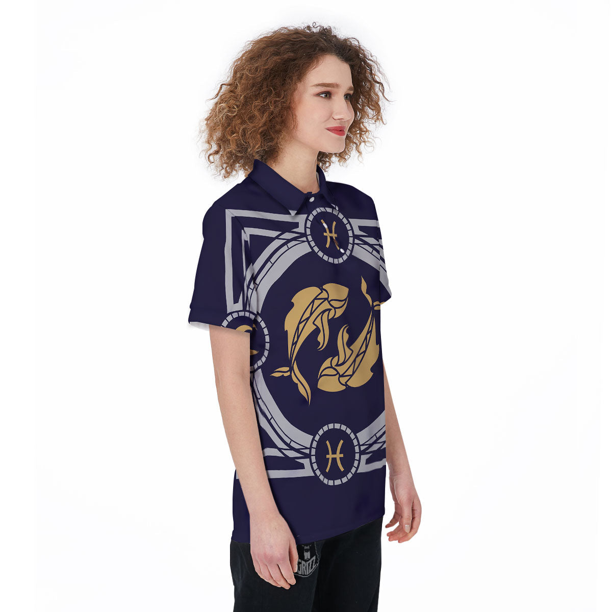 Pisces Sign Horoscope Print Women's Golf Shirts-grizzshop