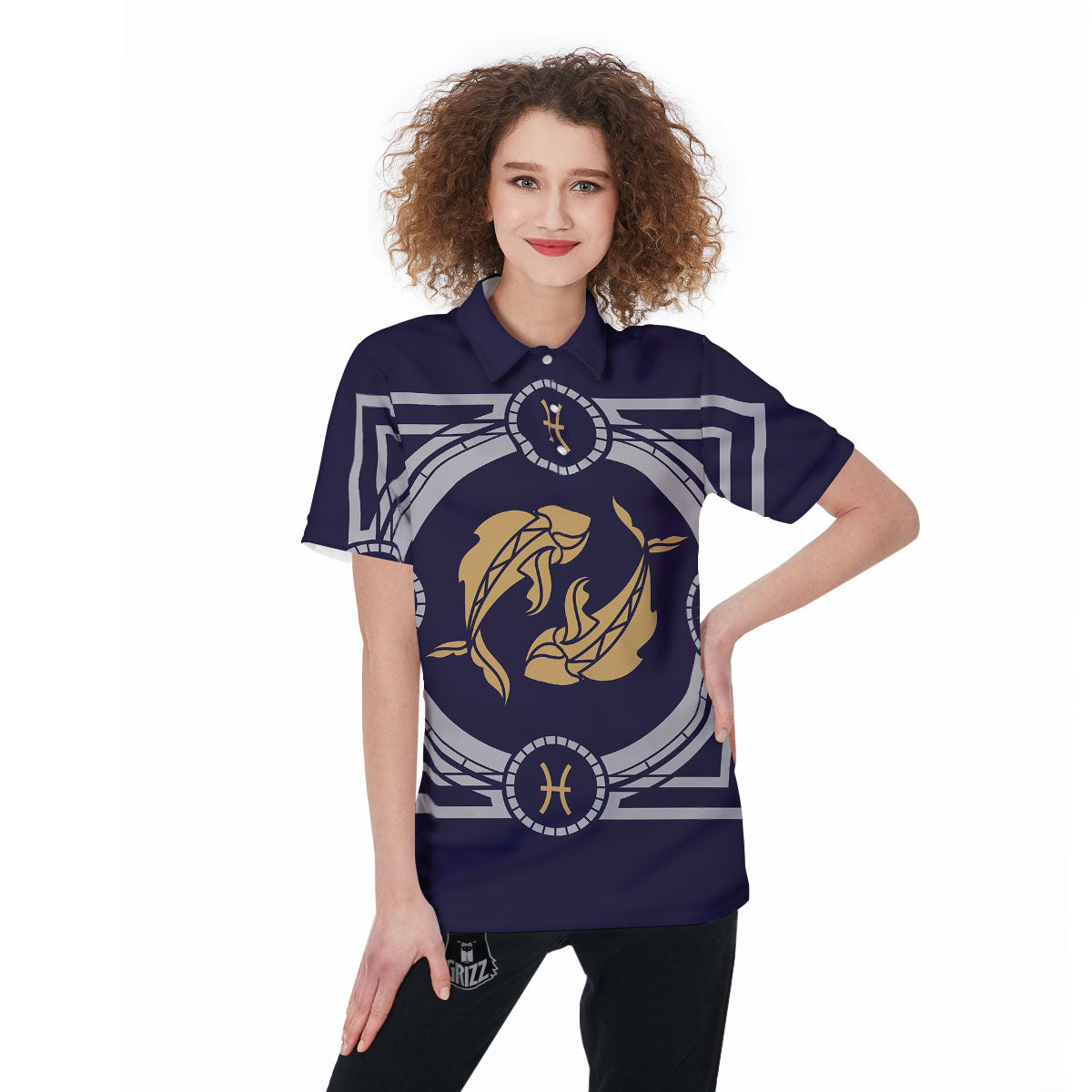 Pisces Sign Horoscope Print Women's Golf Shirts-grizzshop