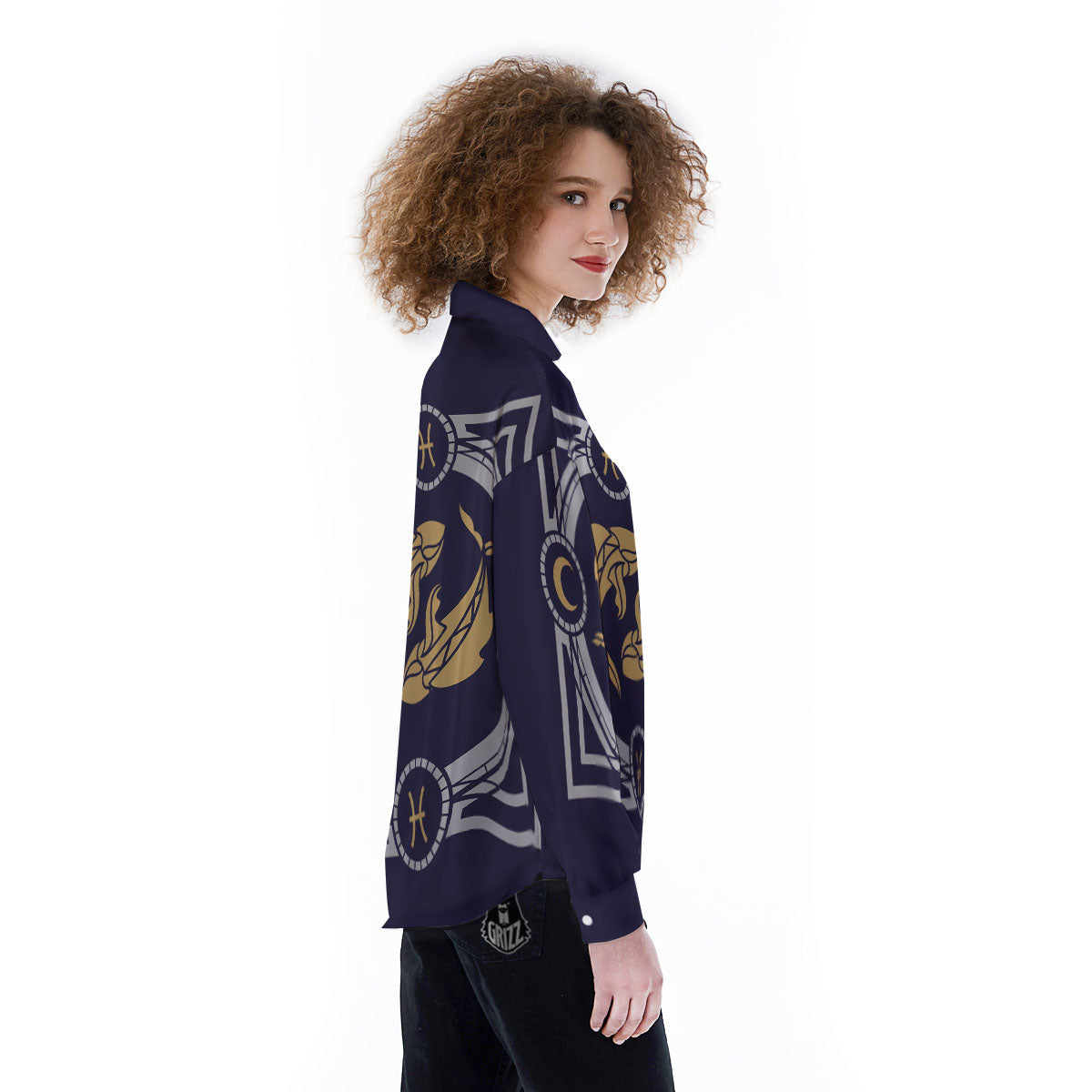 Pisces Sign Horoscope Print Women's Long Sleeve Shirts-grizzshop