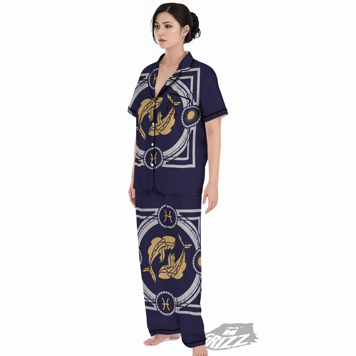 Pisces Sign Horoscope Print Women's Pajamas Set-grizzshop