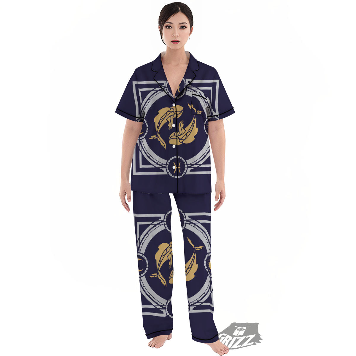 Pisces Sign Horoscope Print Women's Pajamas Set-grizzshop