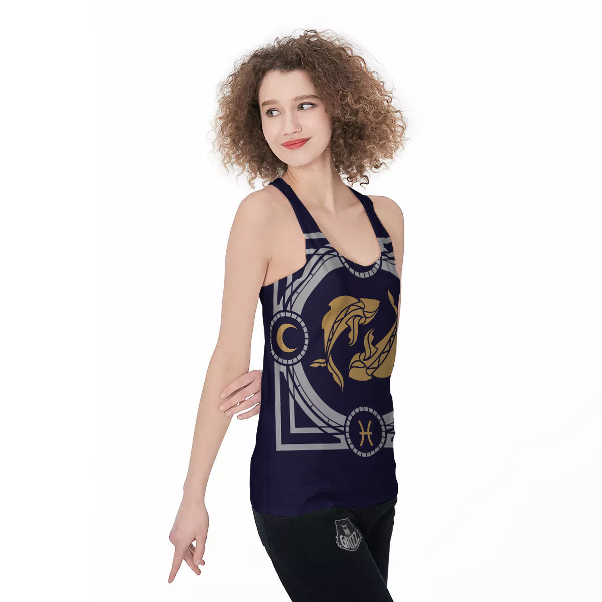 Pisces Sign Horoscope Print Women's Racerback Tank Top-grizzshop