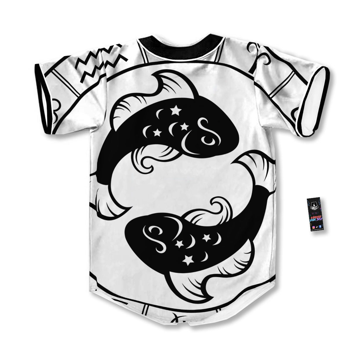 Pisces Sign White And Black Print Baseball Jersey-grizzshop
