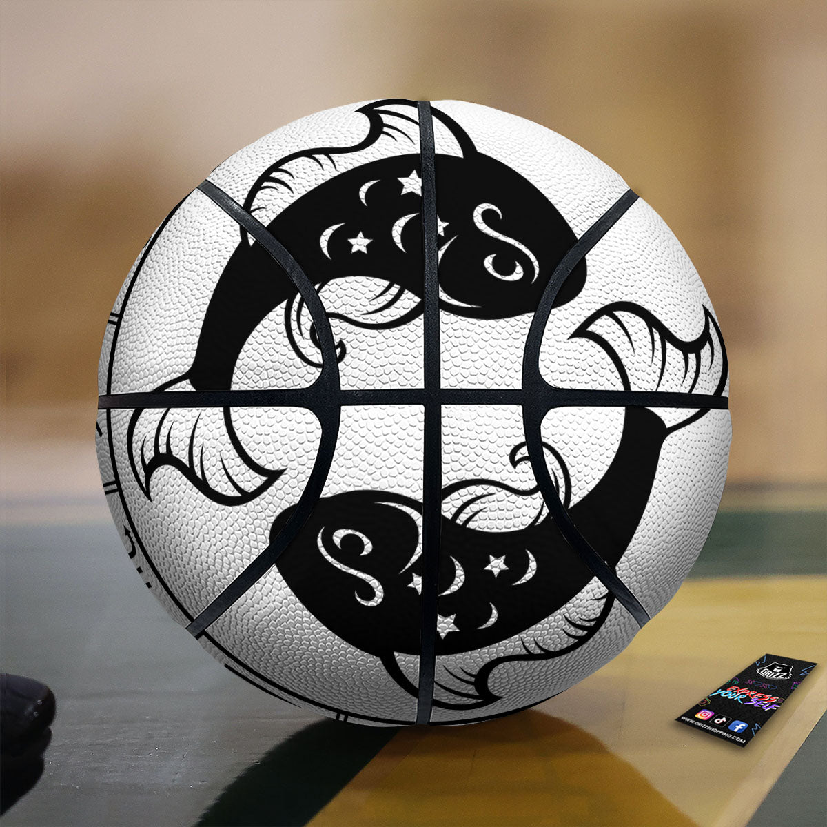 Pisces Sign White And Black Print Basketball