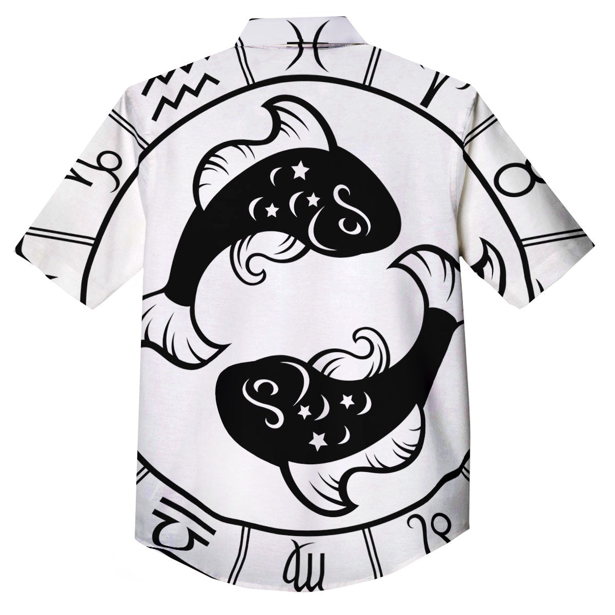 Pisces Sign White And Black Print Button Up Shirt-grizzshop