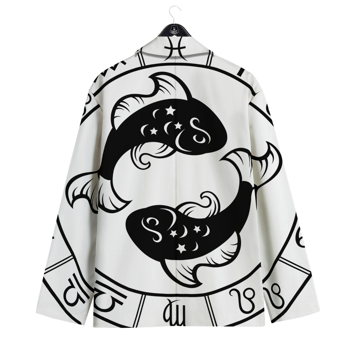 Pisces Sign White And Black Print Men's Sport Coat-grizzshop