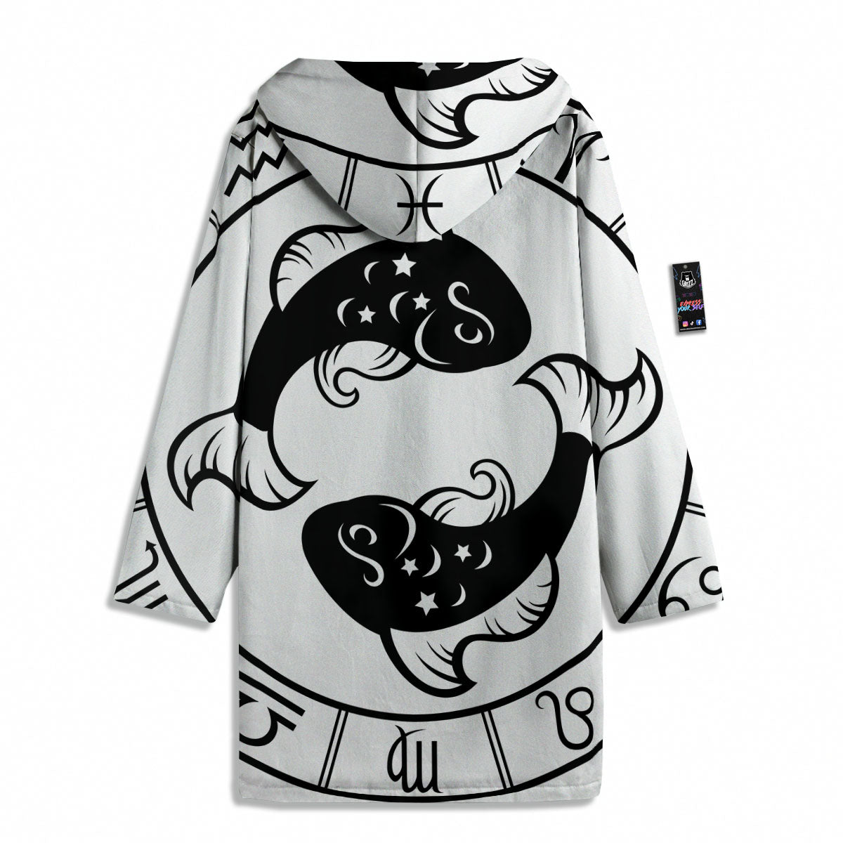 Pisces Sign White And Black Print Men's Windbreaker Jacket-grizzshop