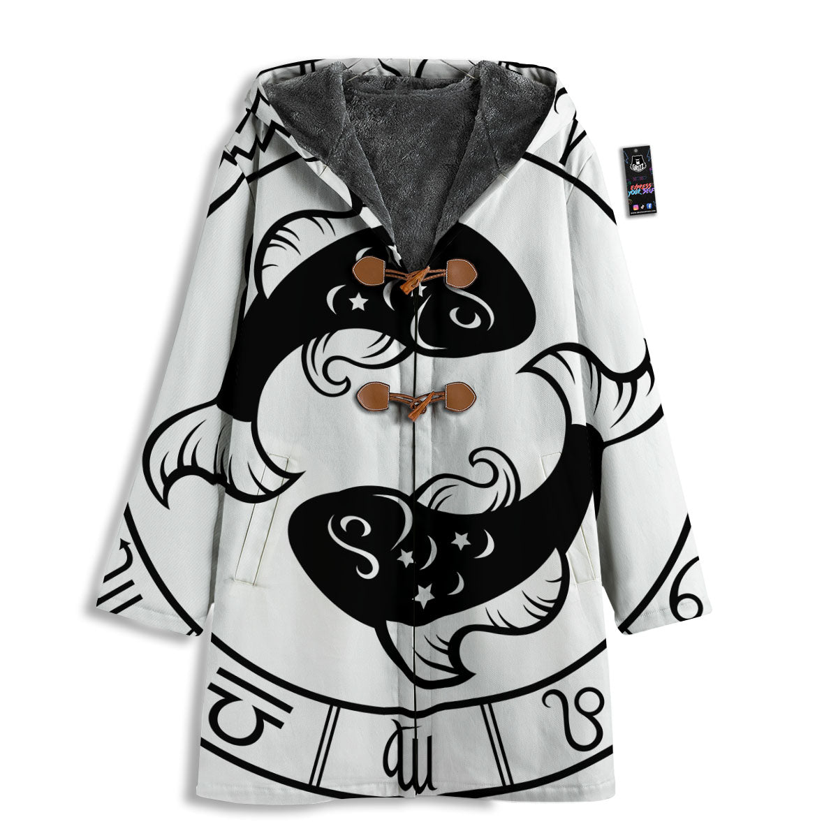 Pisces Sign White And Black Print Men's Windbreaker Jacket-grizzshop