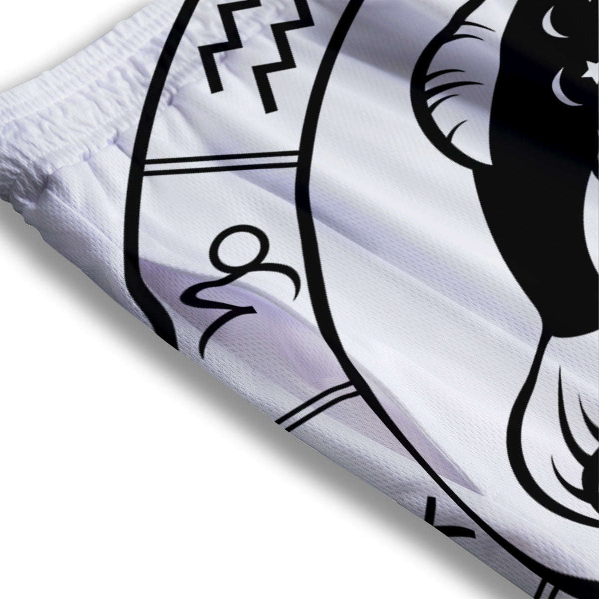 Pisces Sign White And Black Print Mesh Shorts