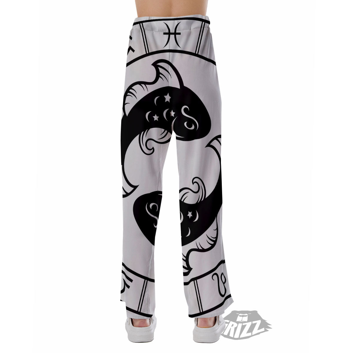Pisces Sign White And Black Print Pajama Pants-grizzshop