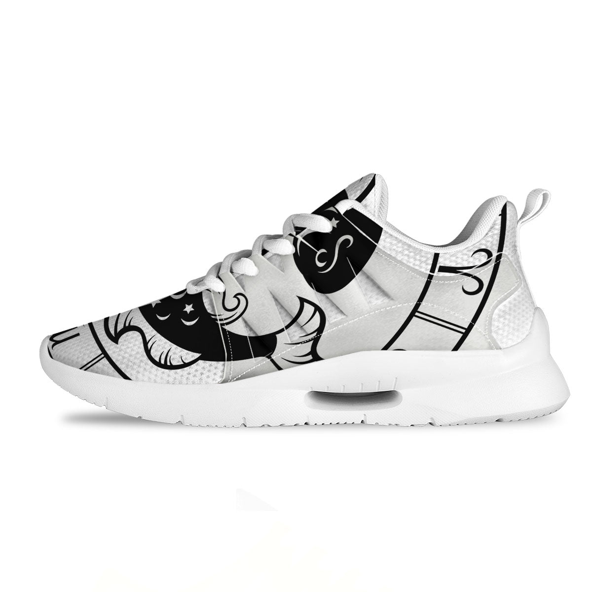 Pisces Sign White And Black Print Tennis Shoes-grizzshop
