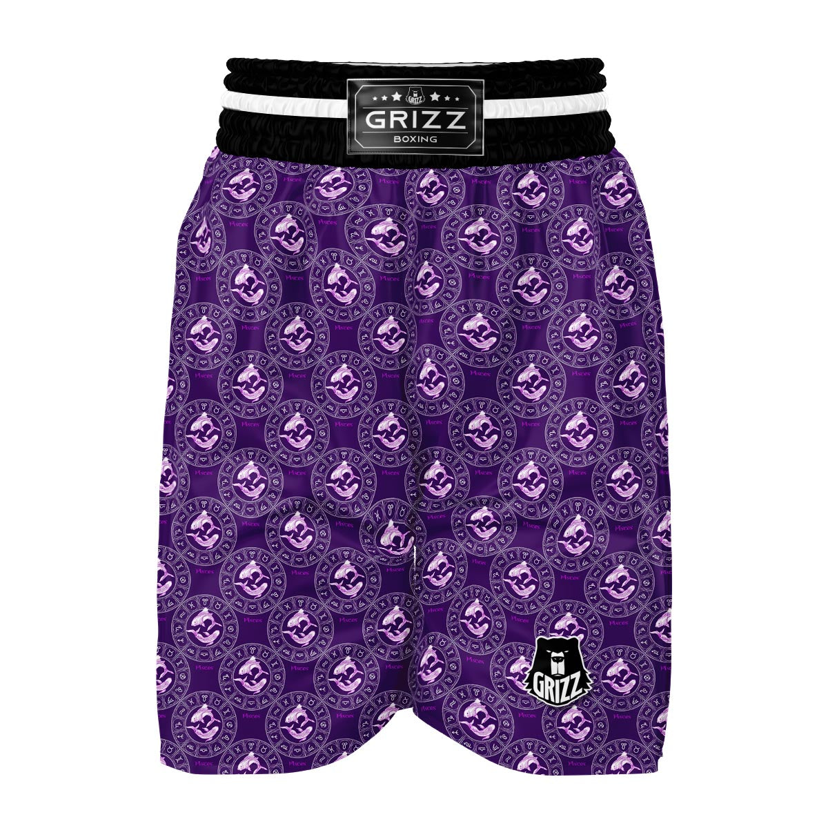 Pisces Zodiac Pattern Print Boxing Shorts-grizzshop