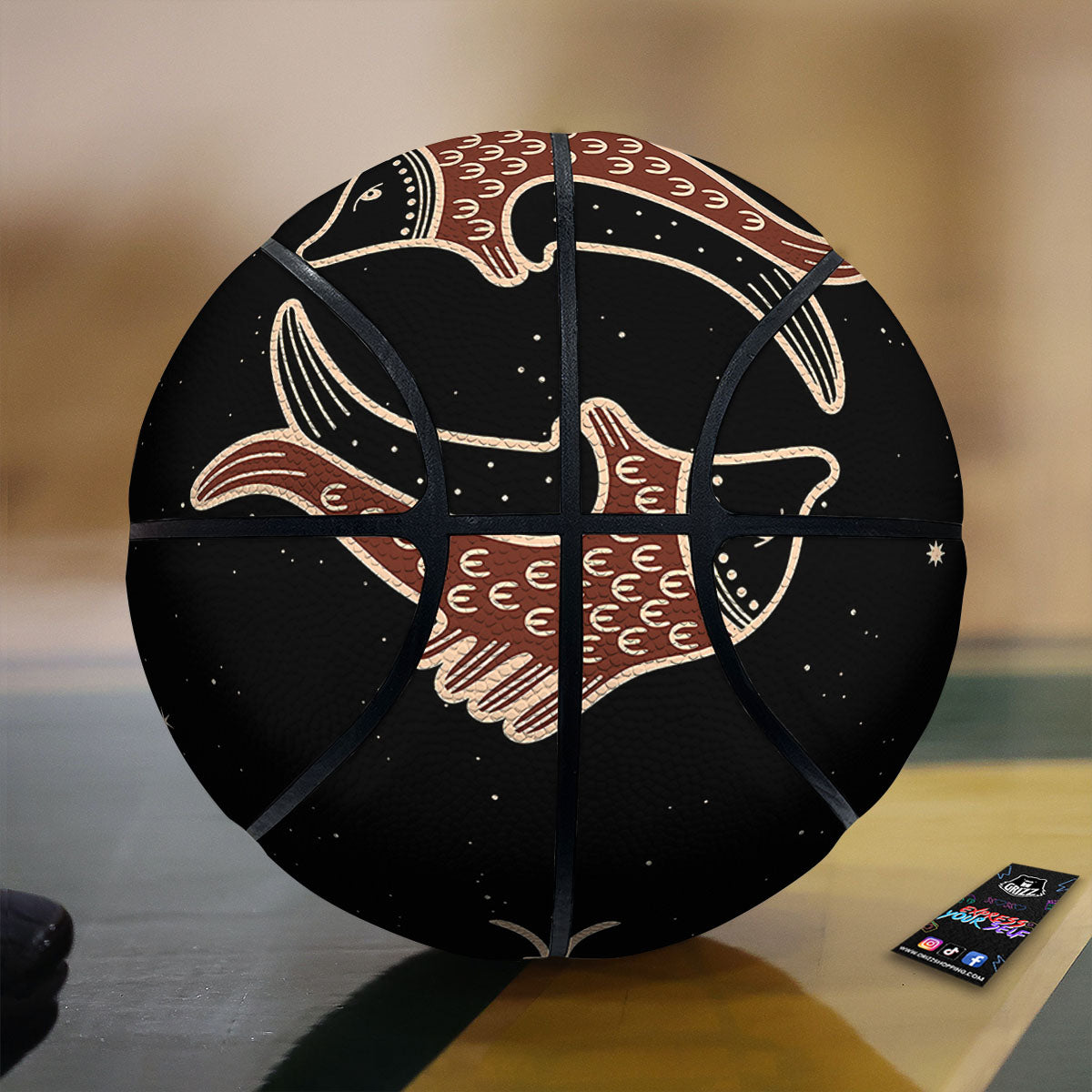 Peacock Vintage Watercolor Print Pattern Basketball