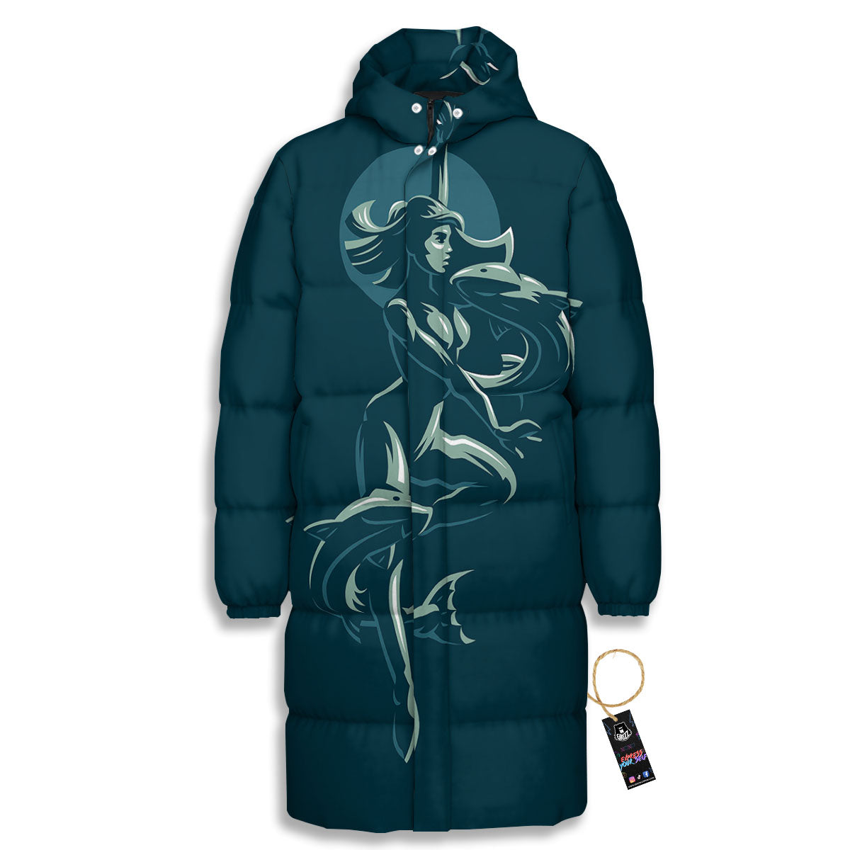 Pisces Sign Astrology Print Long Down Jacket