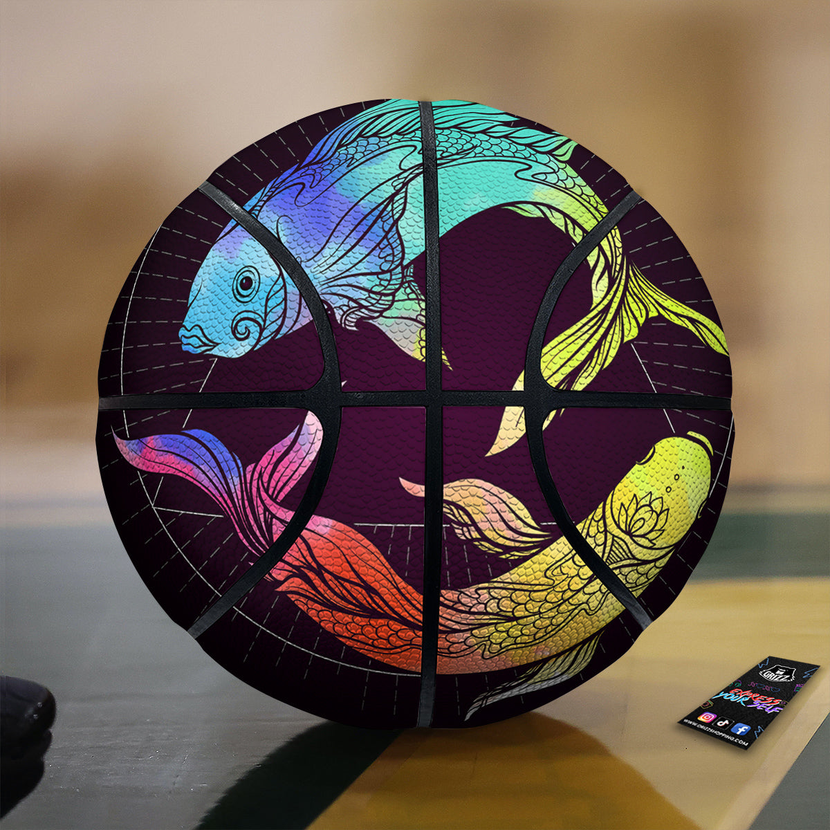 Pisces Sign Colorful Print Basketball