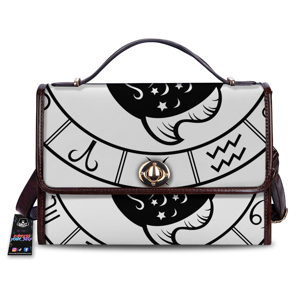 Pisces Sign White And Black Print Women's Satchel Bag