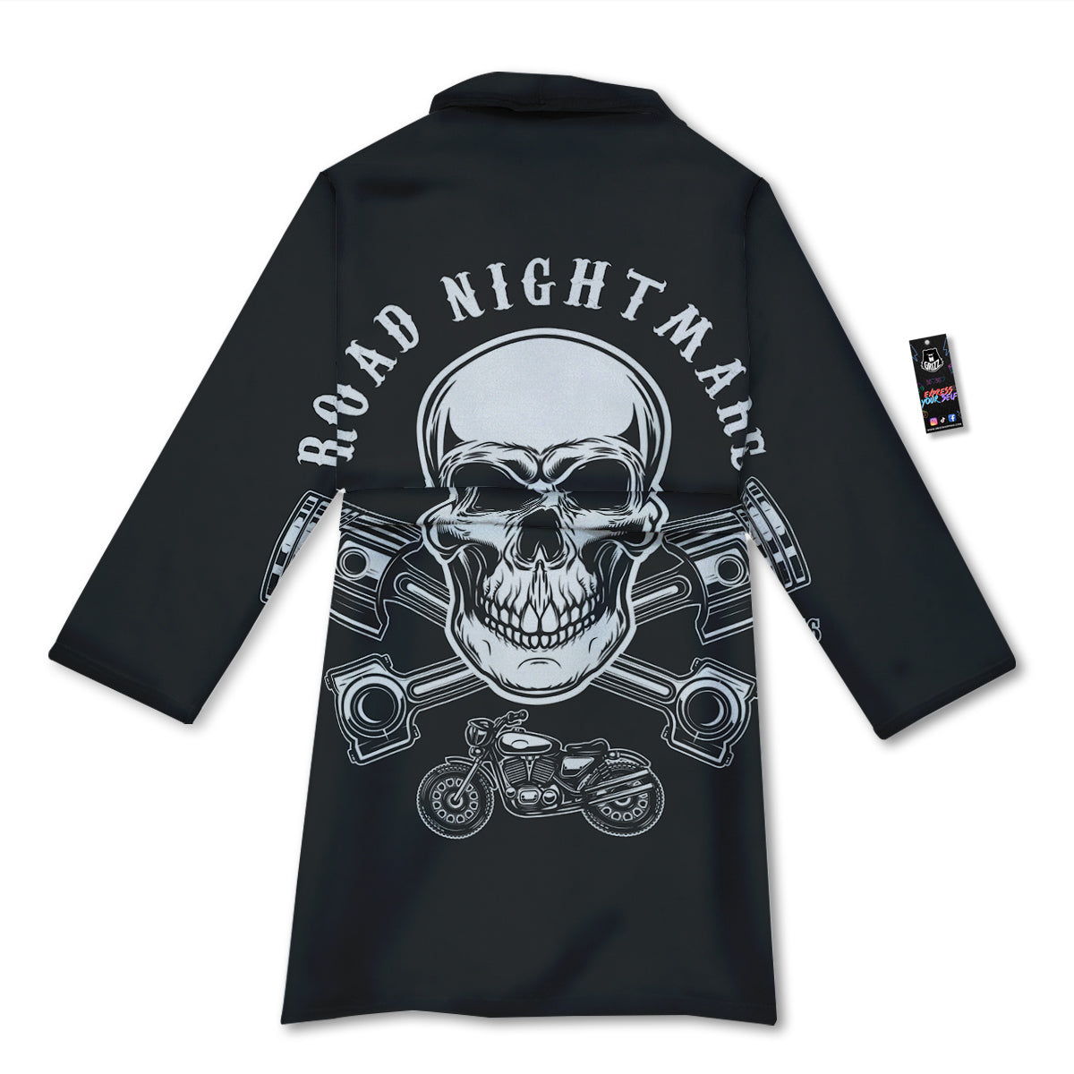 Piston Skull Mechanic Cross Print Bathrobe-grizzshop