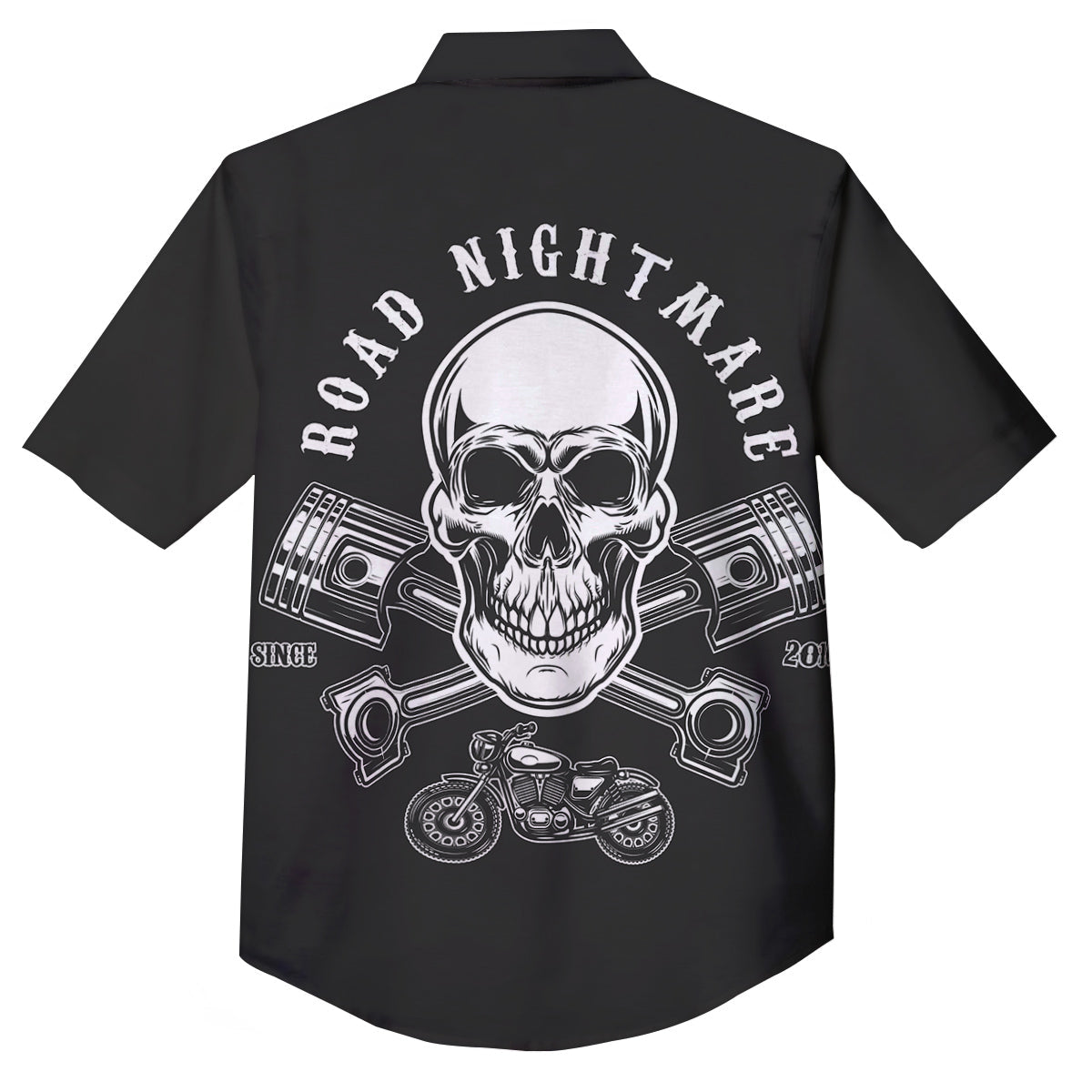 Piston Skull Mechanic Cross Print Button Up Shirt-grizzshop