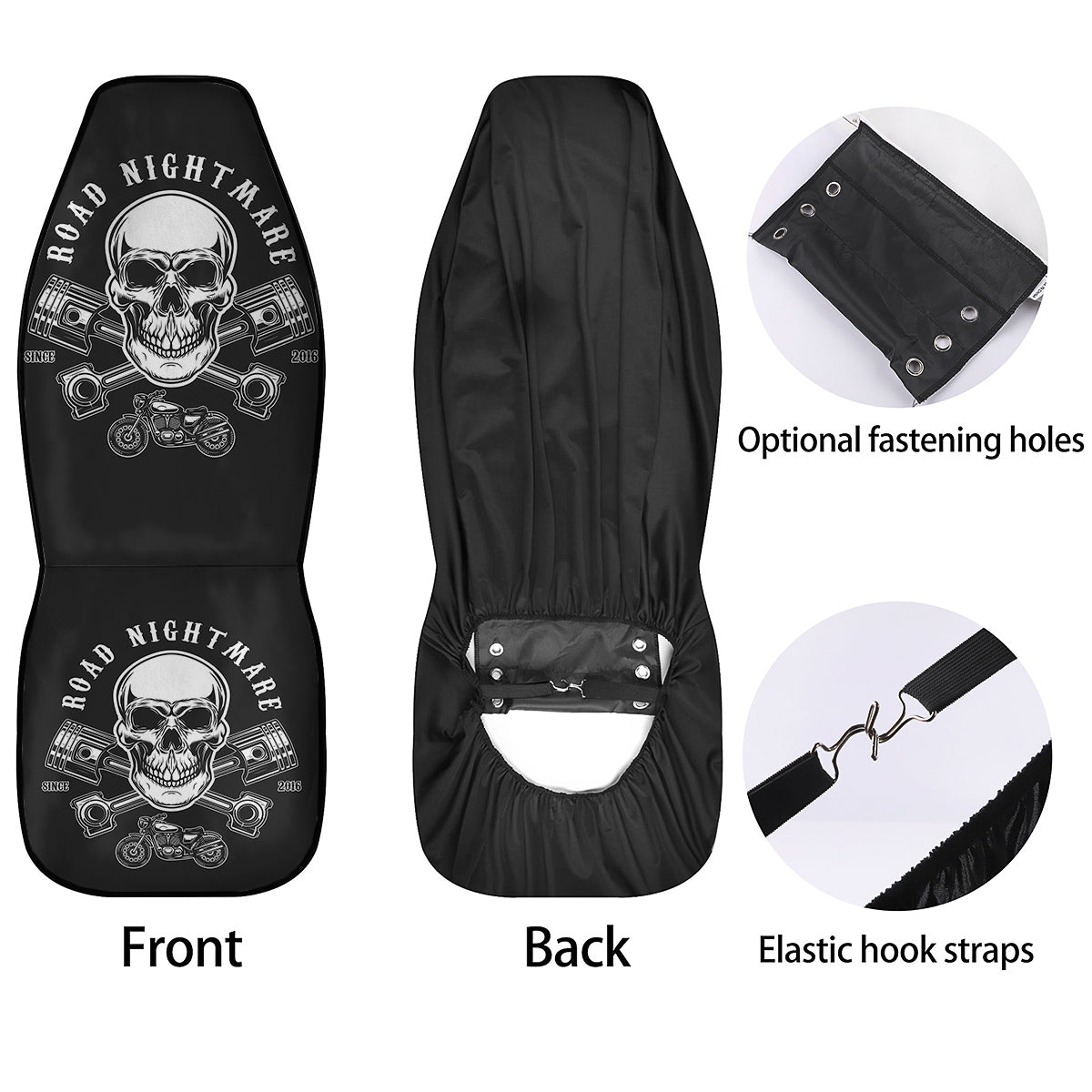 Piston Skull Mechanic Cross Print Car Seat Covers-grizzshop