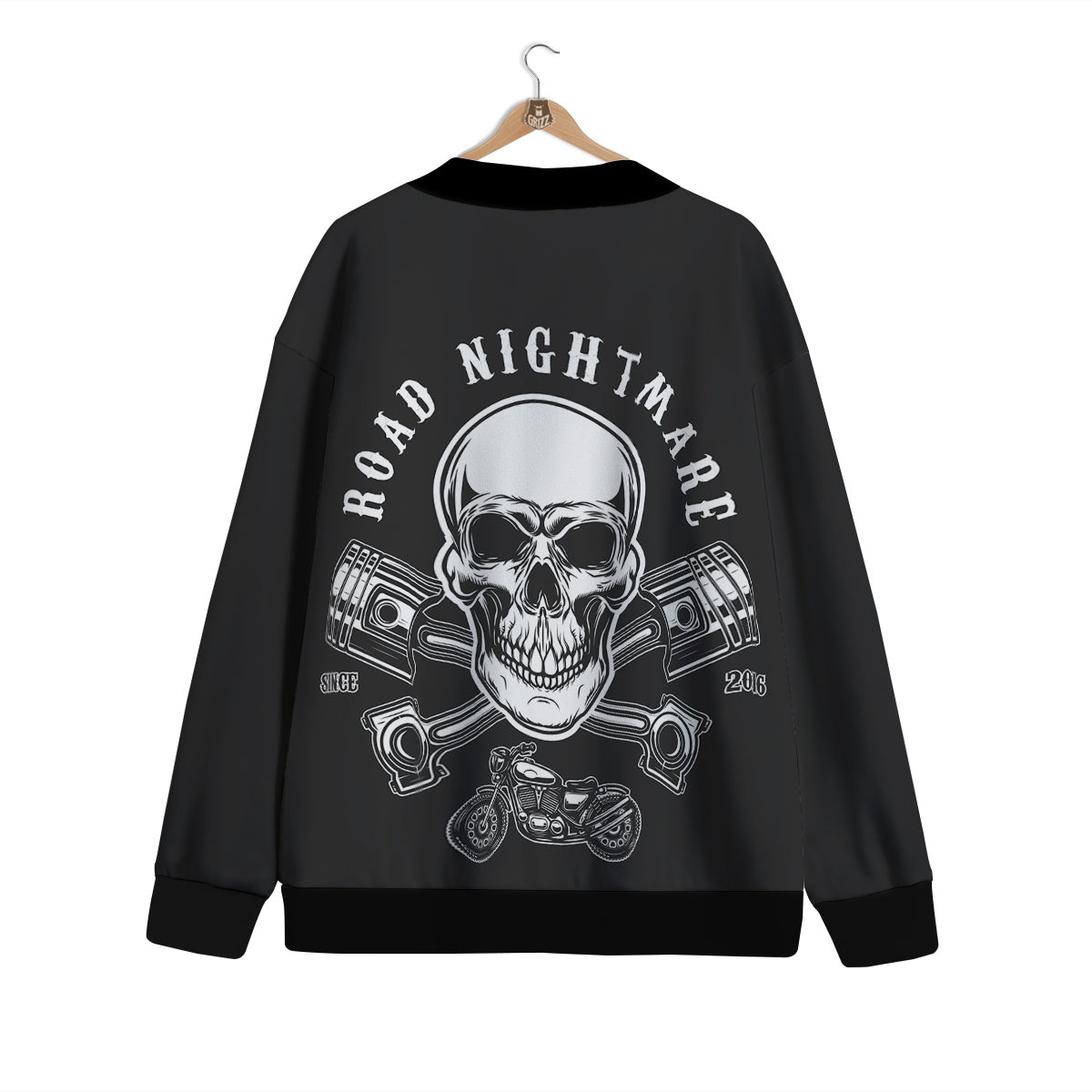 Piston Skull Mechanic Cross Print Cardigan-grizzshop
