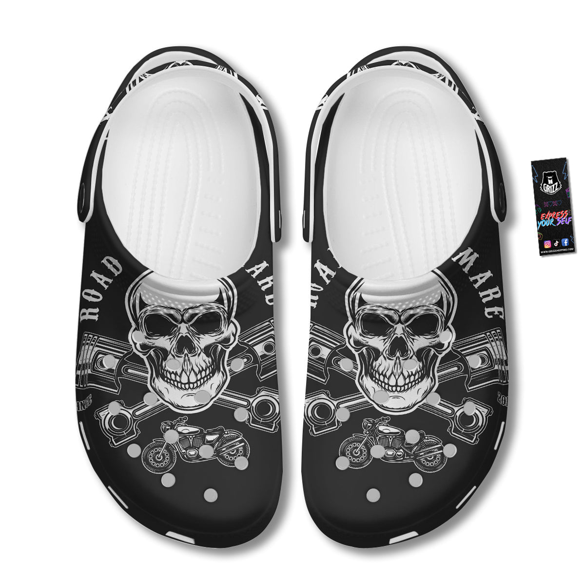 Piston Skull Mechanic Cross Print Clog-grizzshop