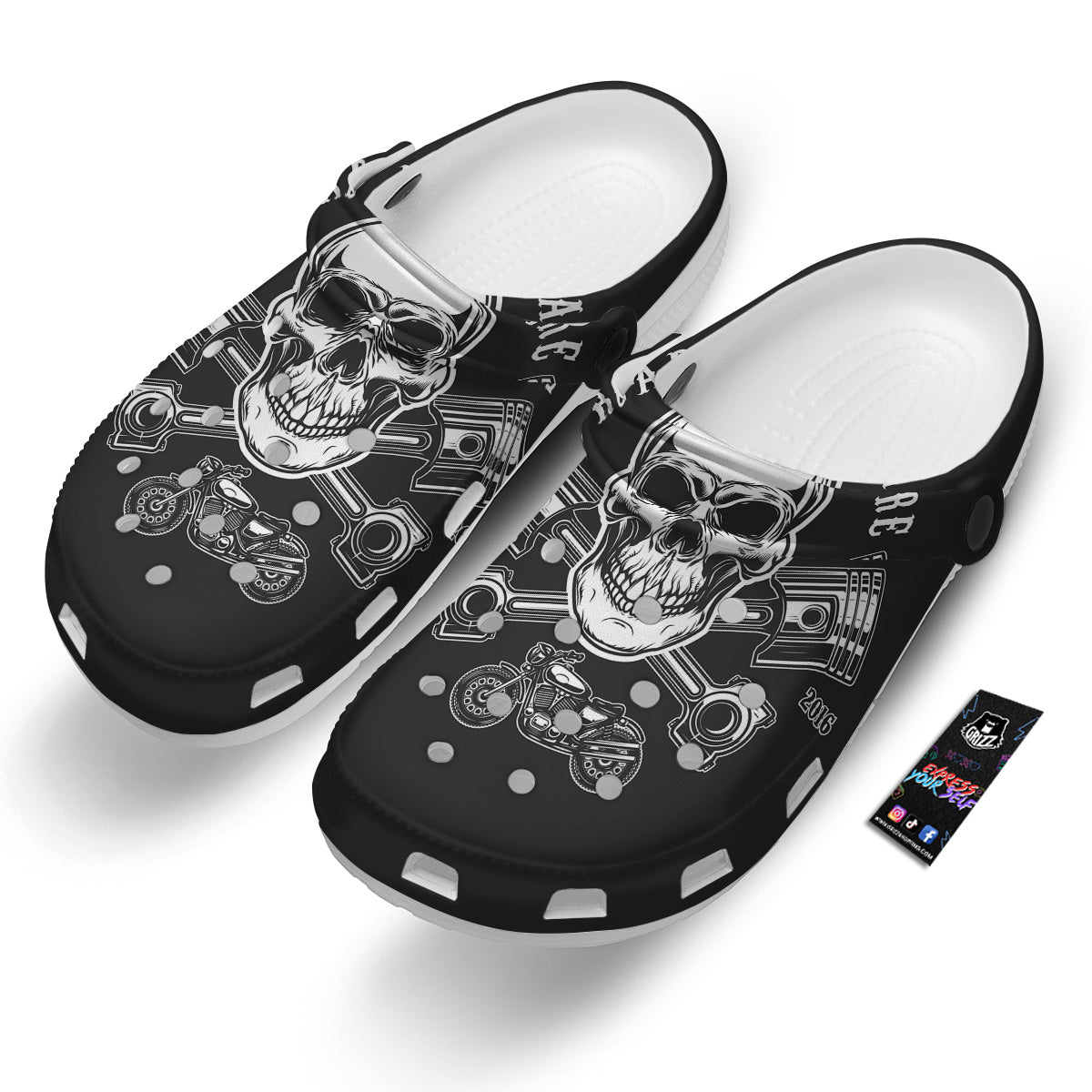 Piston Skull Mechanic Cross Print Clog-grizzshop