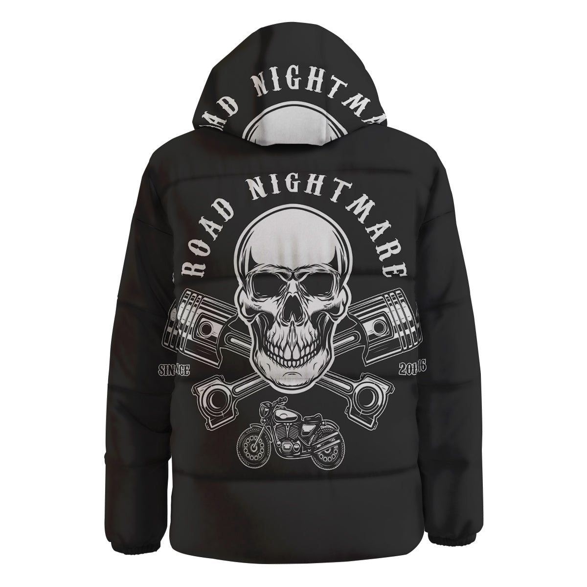 Piston Skull Mechanic Cross Print Down Jacket-grizzshop