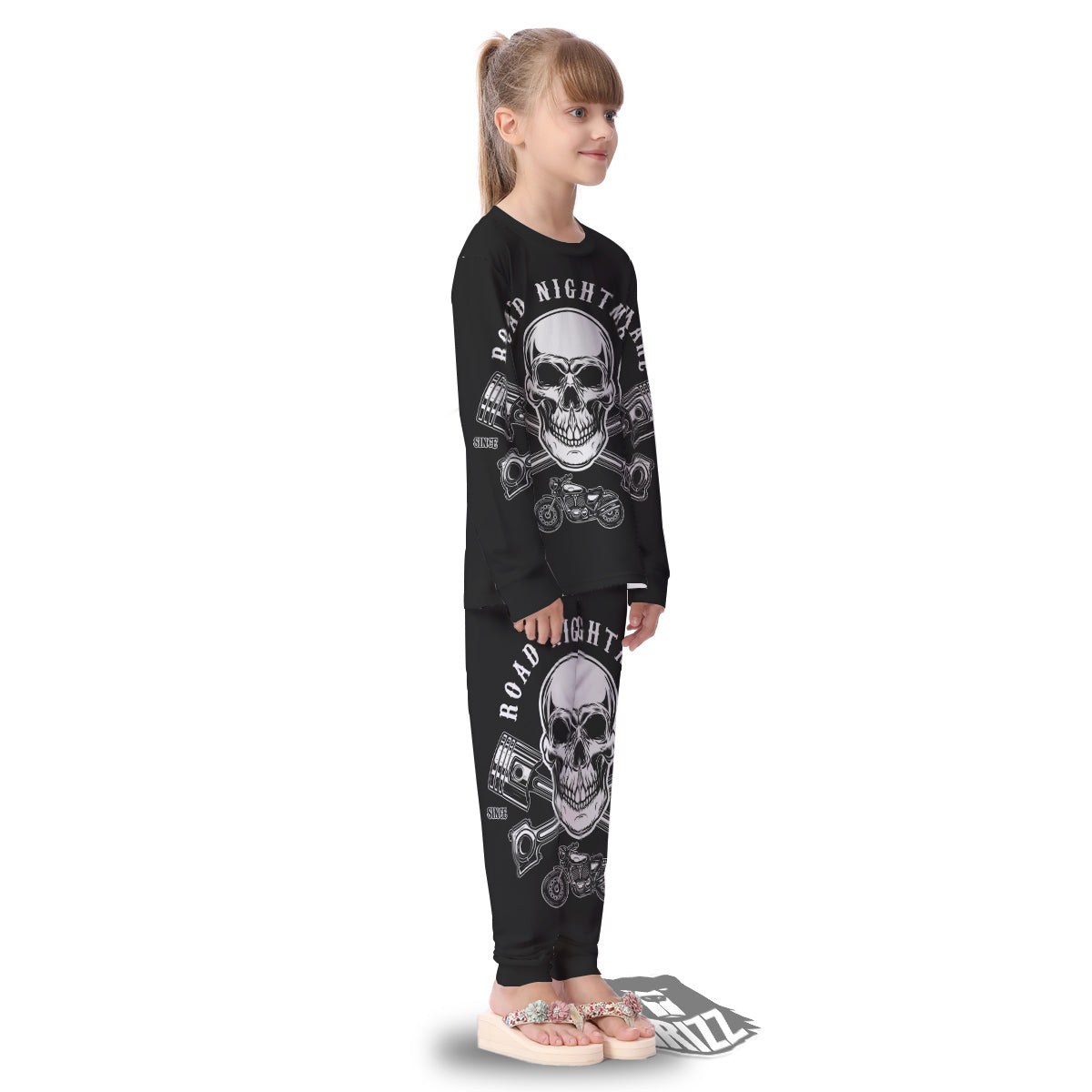 Piston Skull Mechanic Cross Print Kid's Pajamas-grizzshop