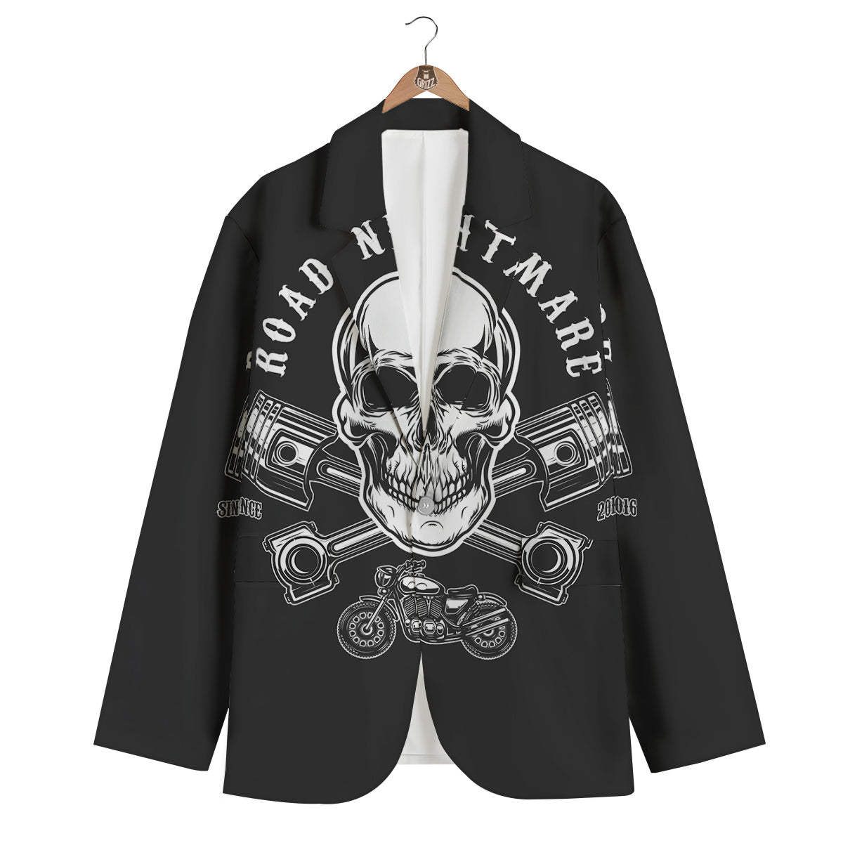 Piston Skull Mechanic Cross Print Men's Blazer-grizzshop