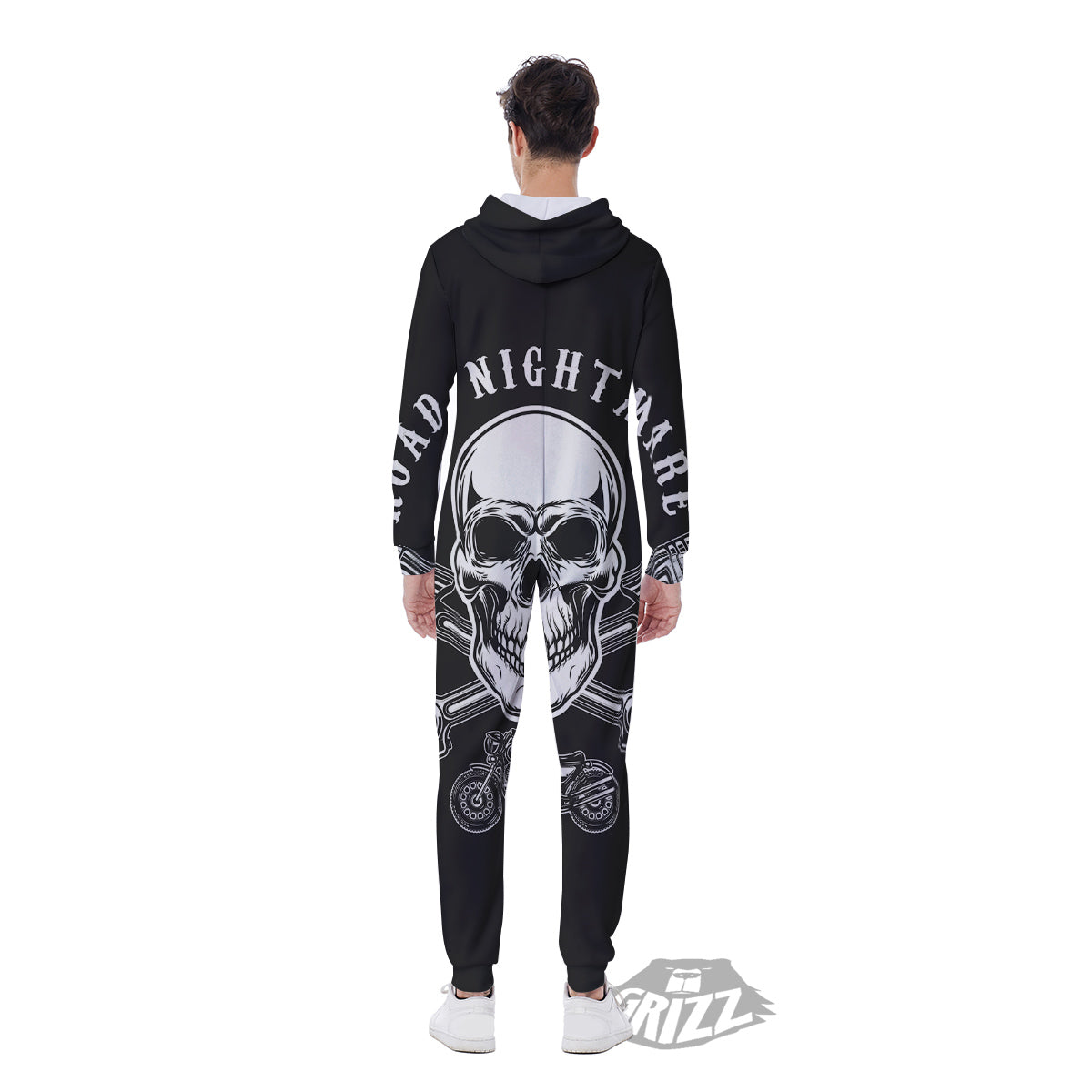 Piston Skull Mechanic Cross Print Men's Jumpsuit-grizzshop