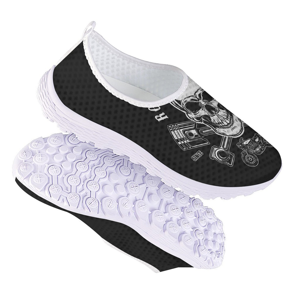Piston Skull Mechanic Cross Print Nurse Shoes-grizzshop