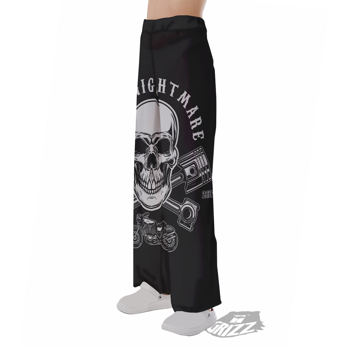 Piston Skull Mechanic Cross Print Pajama Pants-grizzshop