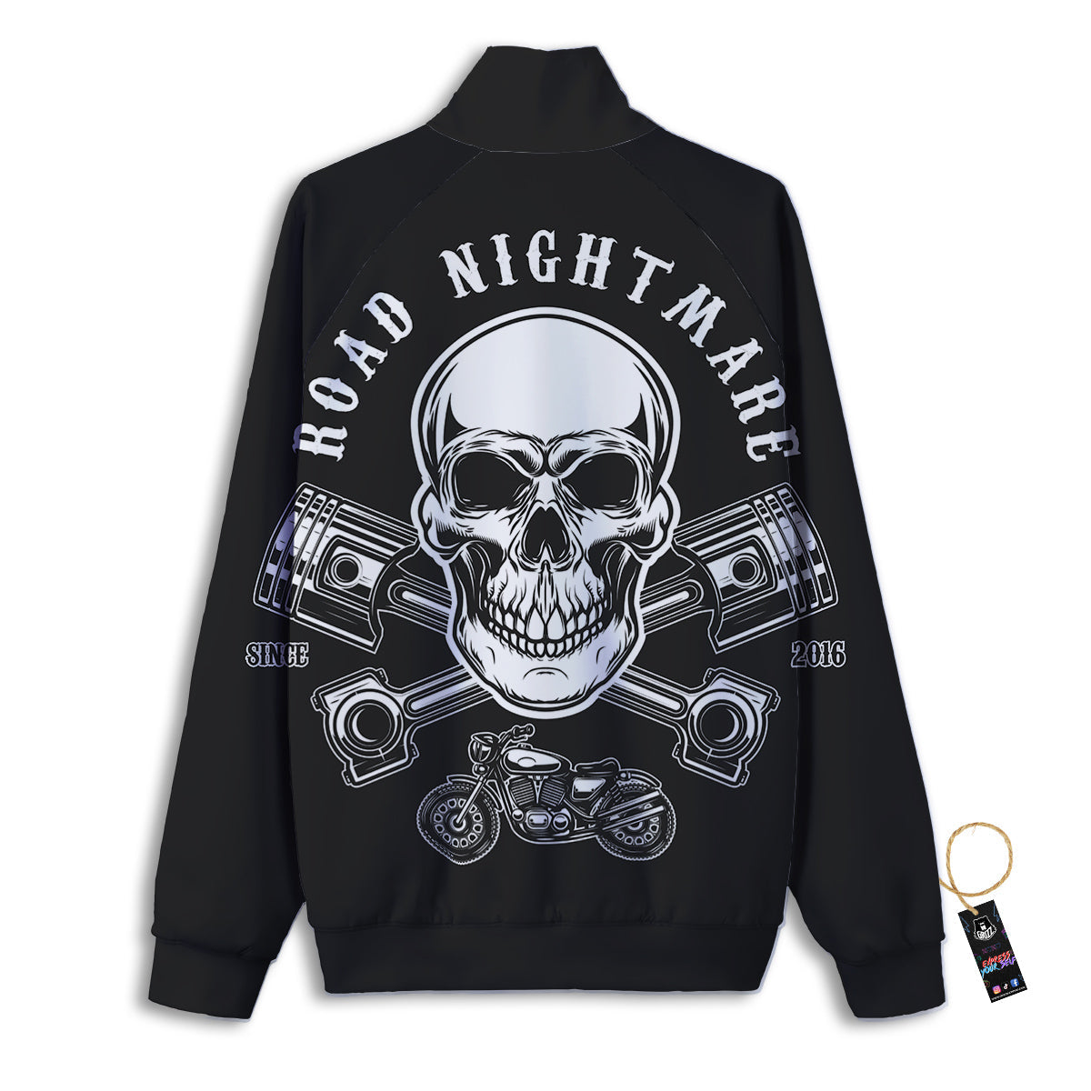 Piston Skull Mechanic Cross Print Track Jacket-grizzshop