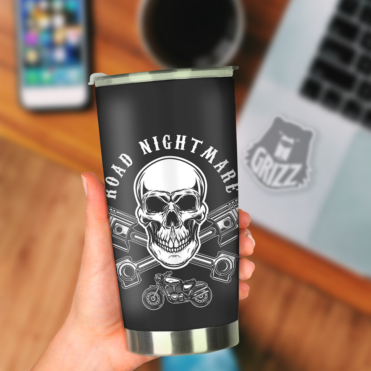 Piston Skull Mechanic Cross Print Tumbler-grizzshop