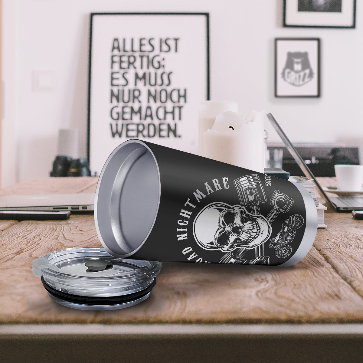 Piston Skull Mechanic Cross Print Tumbler-grizzshop