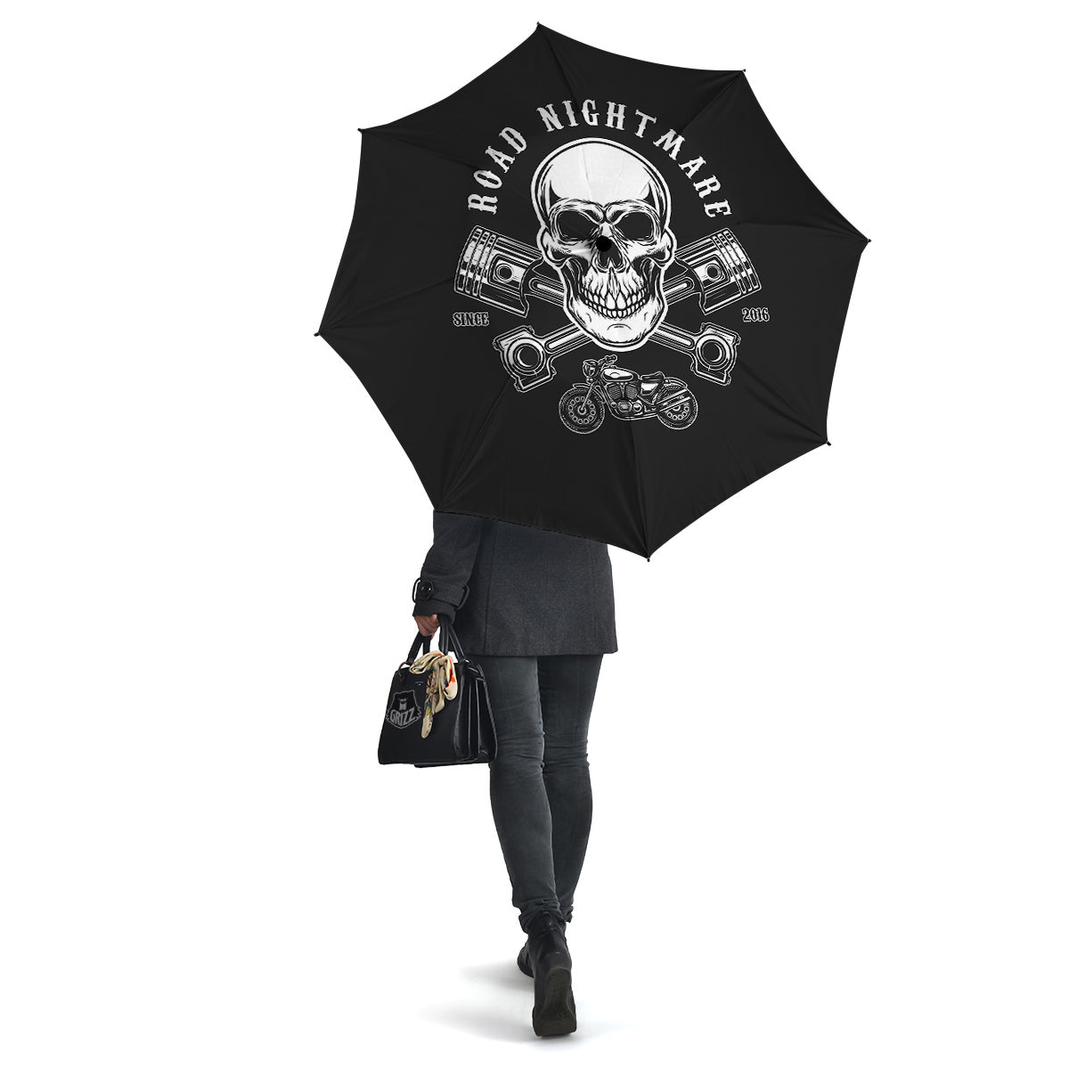 Piston Skull Mechanic Cross Print Umbrella-grizzshop