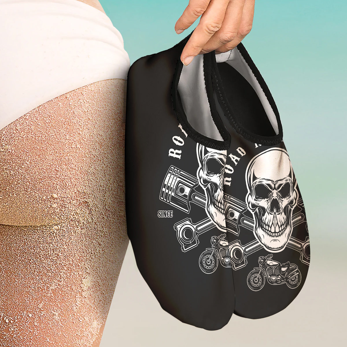 Piston Skull Mechanic Cross Print Water Shoes-grizzshop