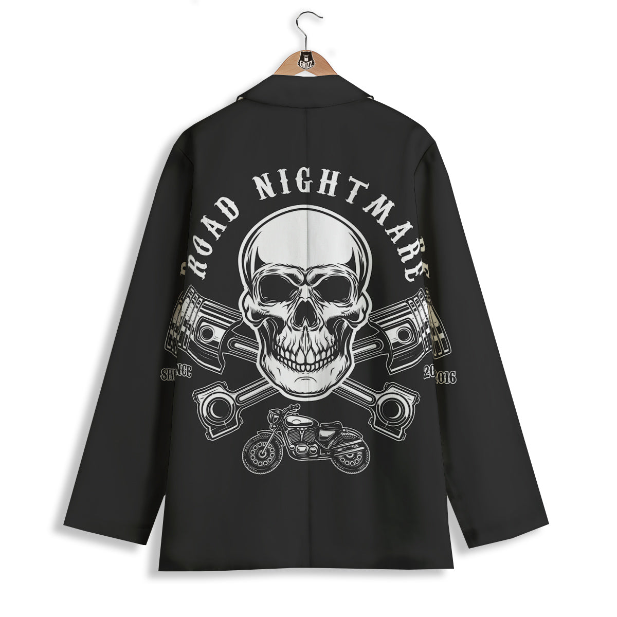 Piston Skull Mechanic Cross Print Women's Blazer-grizzshop