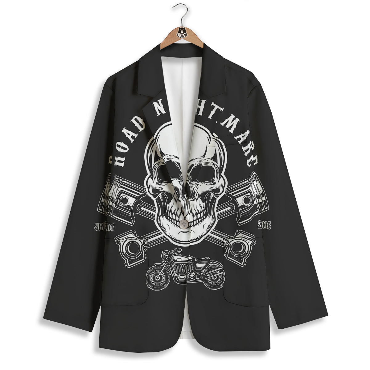 Piston Skull Mechanic Cross Print Women's Blazer-grizzshop
