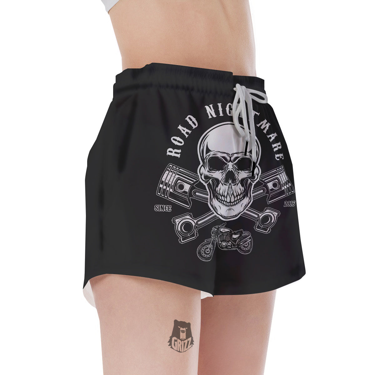 Piston Skull Mechanic Cross Print Women's Shorts-grizzshop