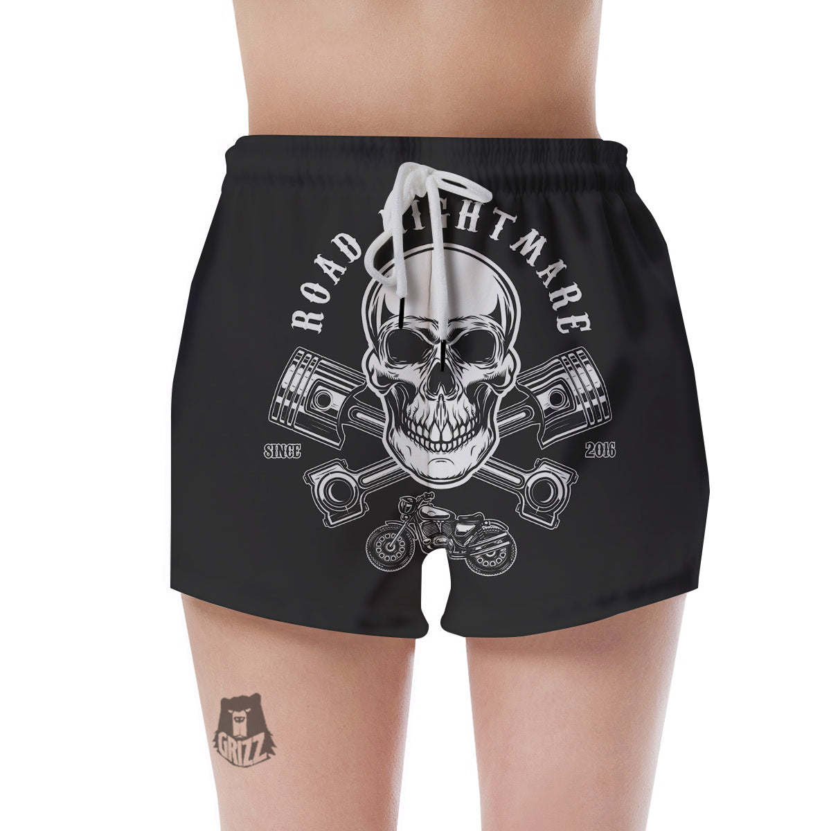 Piston Skull Mechanic Cross Print Women's Shorts-grizzshop