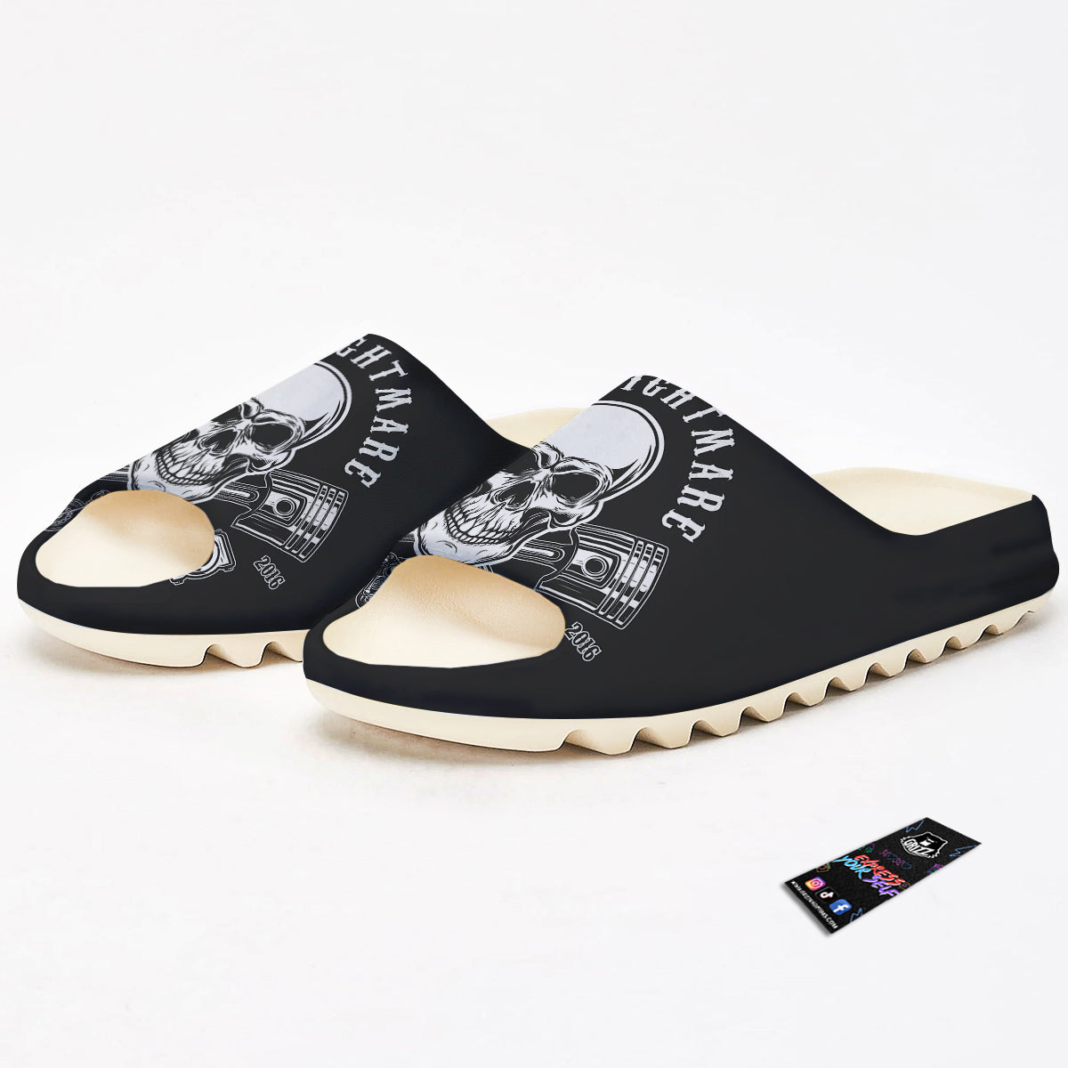 Piston Skull Mechanic Cross Print Sandals-grizzshop