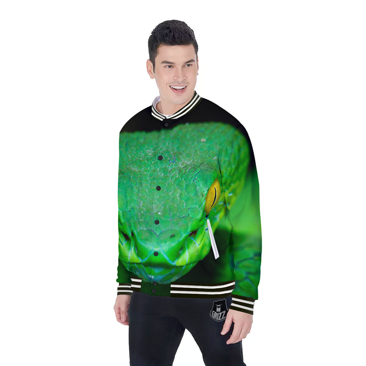 Pit Viper Green Print Baseball Jacket-grizzshop
