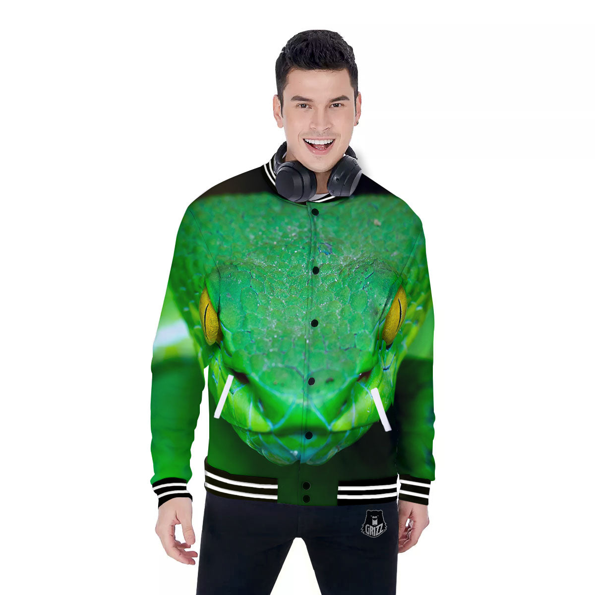 Pit Viper Green Print Baseball Jacket-grizzshop