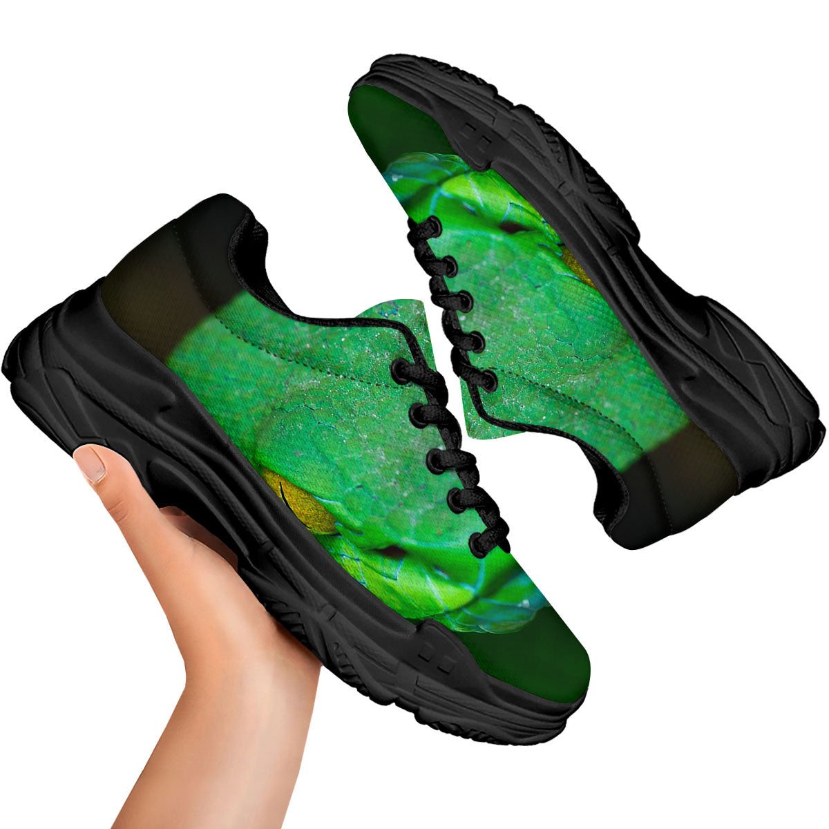 Pit Viper Green Print Black Chunky Shoes-grizzshop
