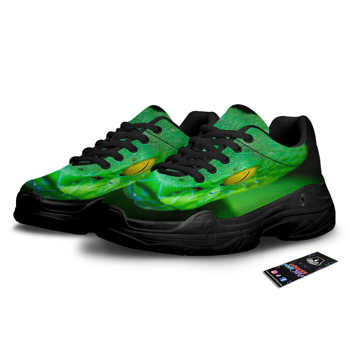 Pit Viper Green Print Black Chunky Shoes-grizzshop