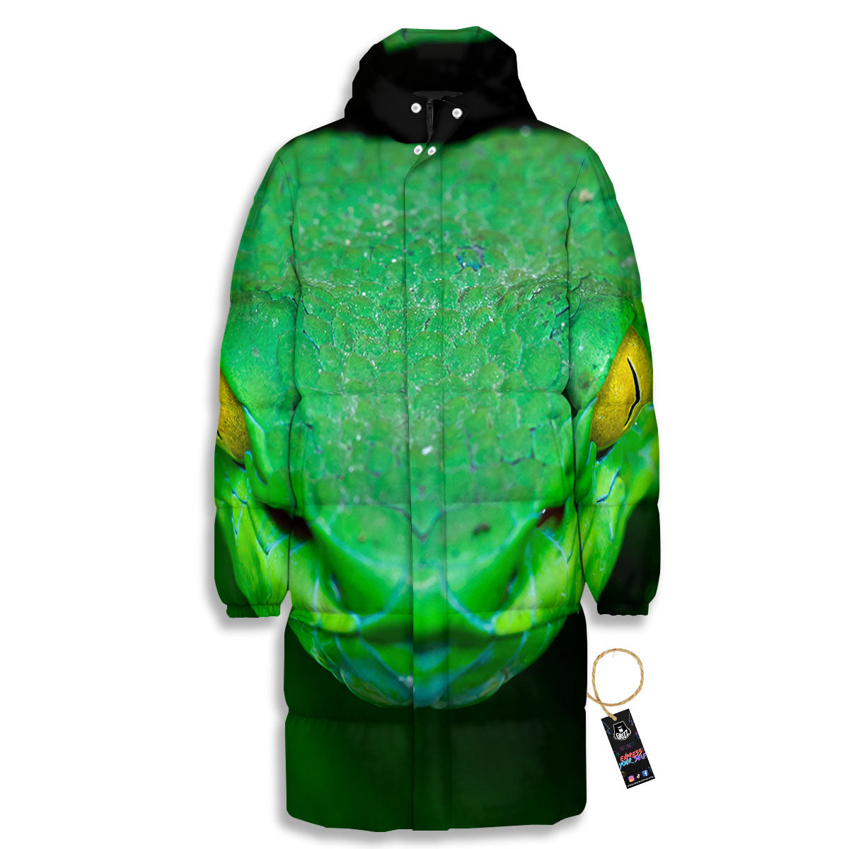 Pit Viper Green Print Long Down Jacket-grizzshop