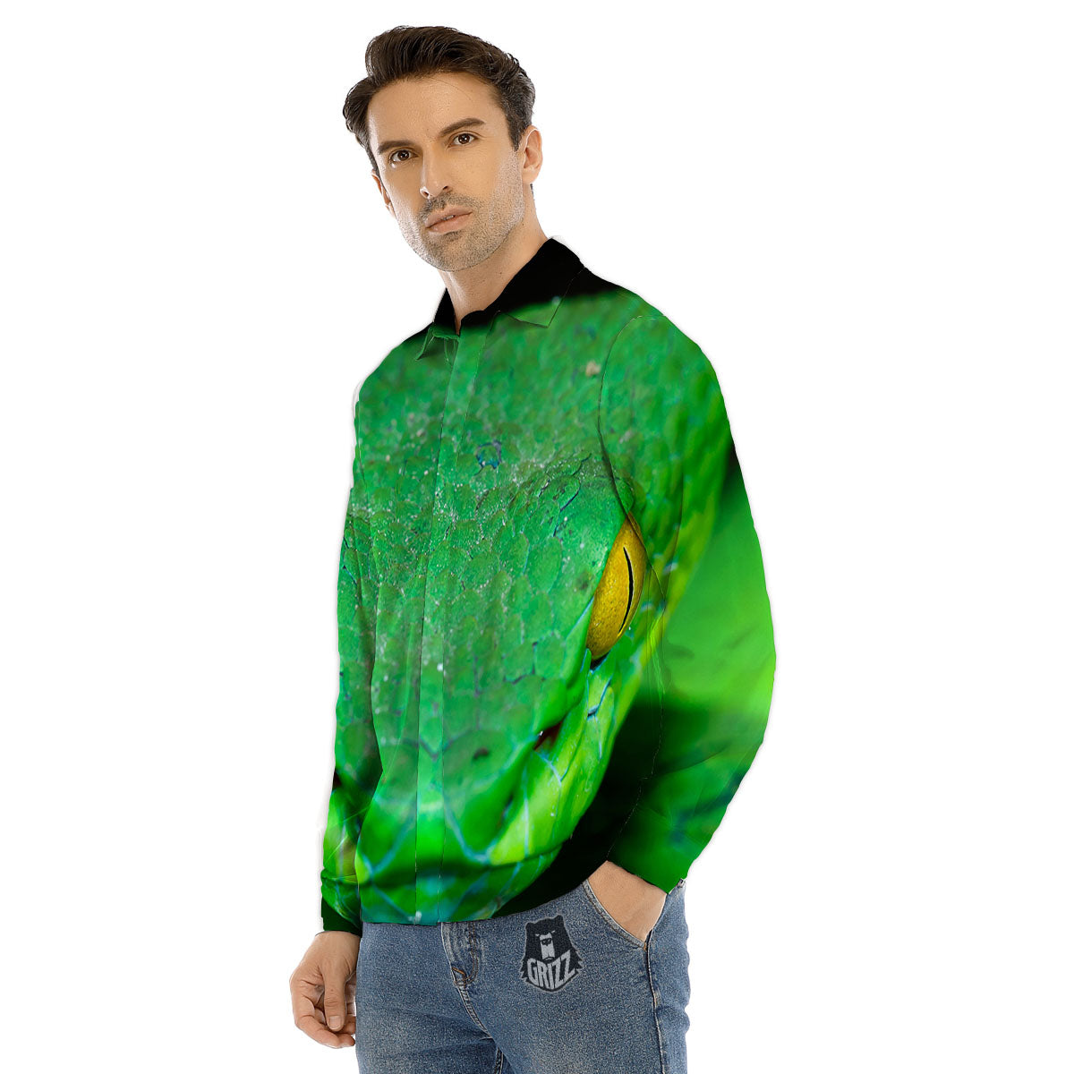 Pit Viper Green Print Men's Dress Shirts-grizzshop