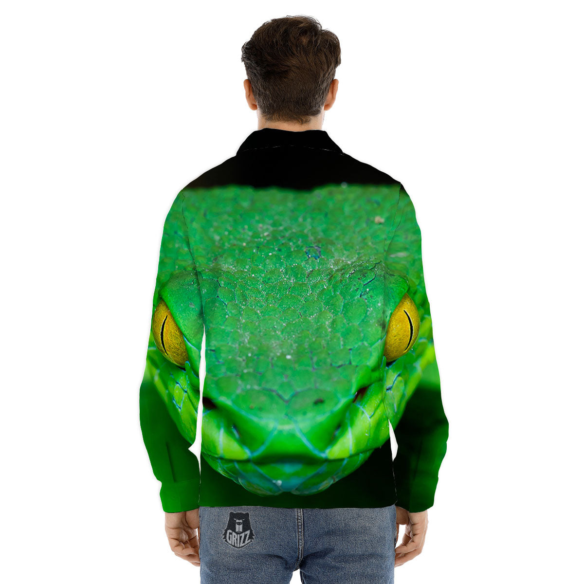 Pit Viper Green Print Men's Dress Shirts-grizzshop